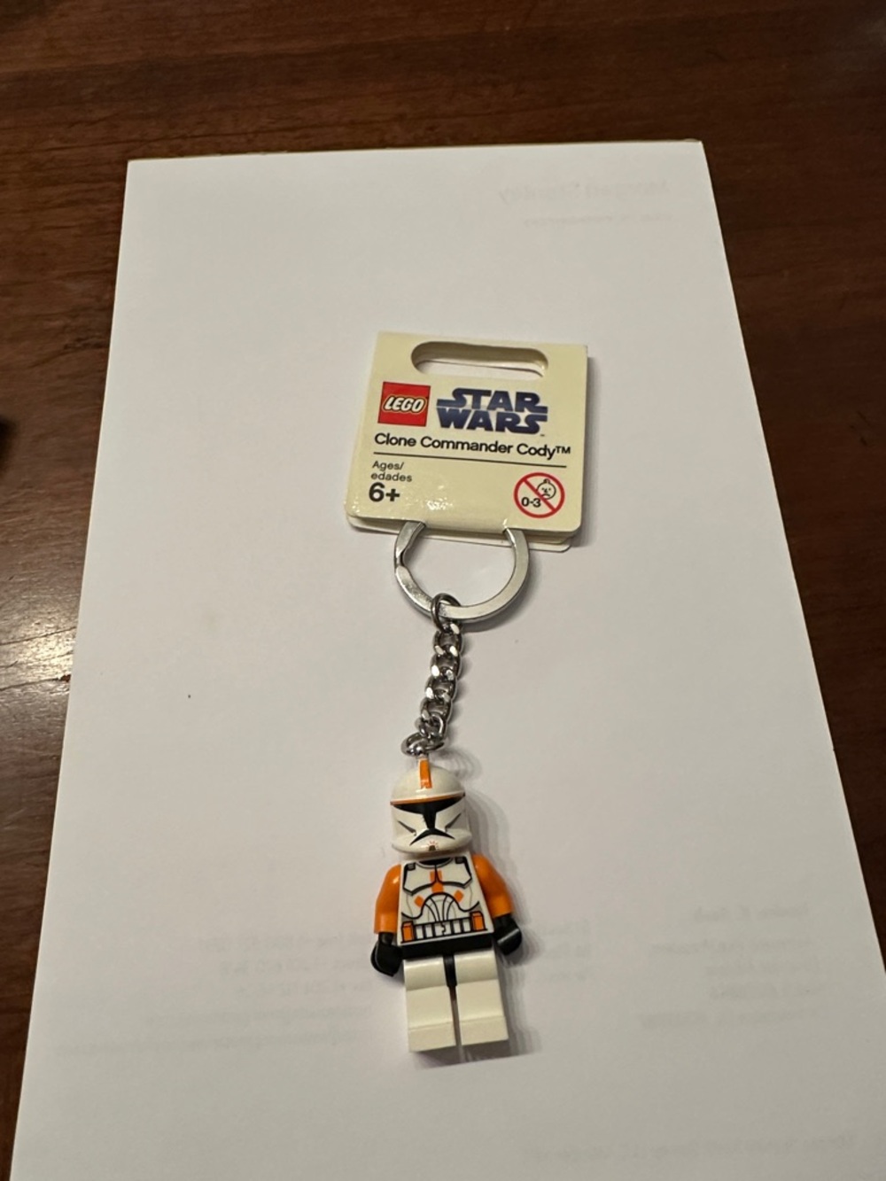 LEGO Clone Commander Cody Keychain - White, Orange & Black